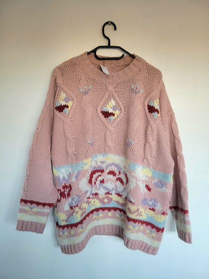 Soft Pink Flowers trui - L/XL