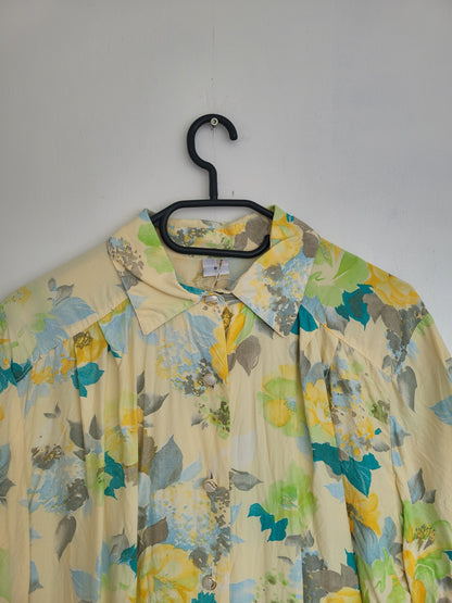 Lemon Bloom - vintage pastelgele blouse - maat M