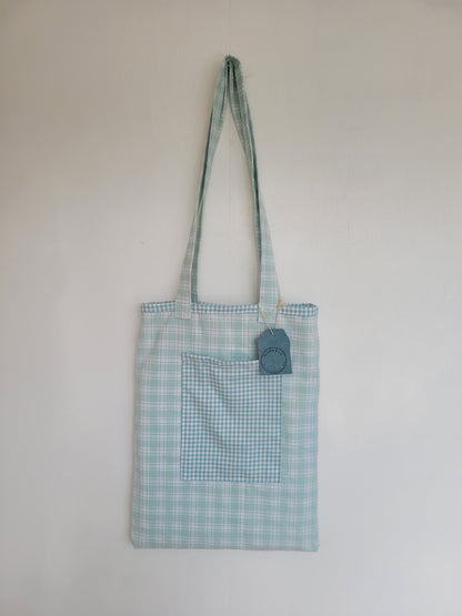 The Reversible Bag - handgemaakte totebag van vintage ginghamstof