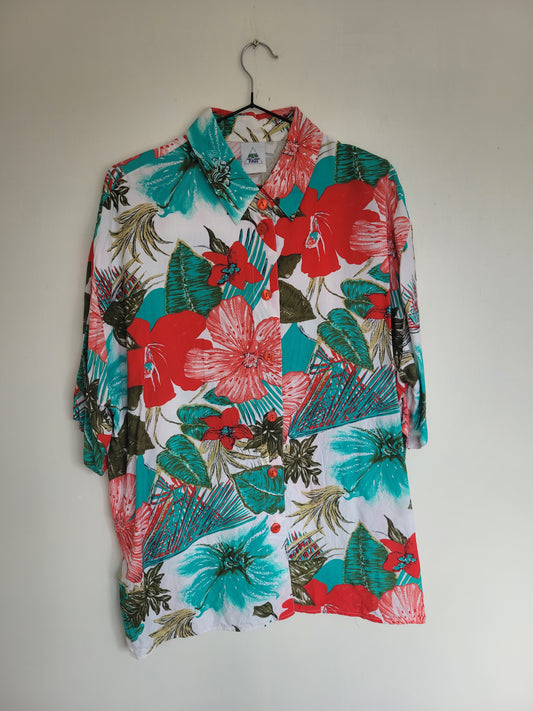 Tropical Chapters - vintage blouse met tropische Hawaii print - maat XL