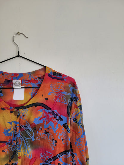 Tropisch gekleurde blouse - L