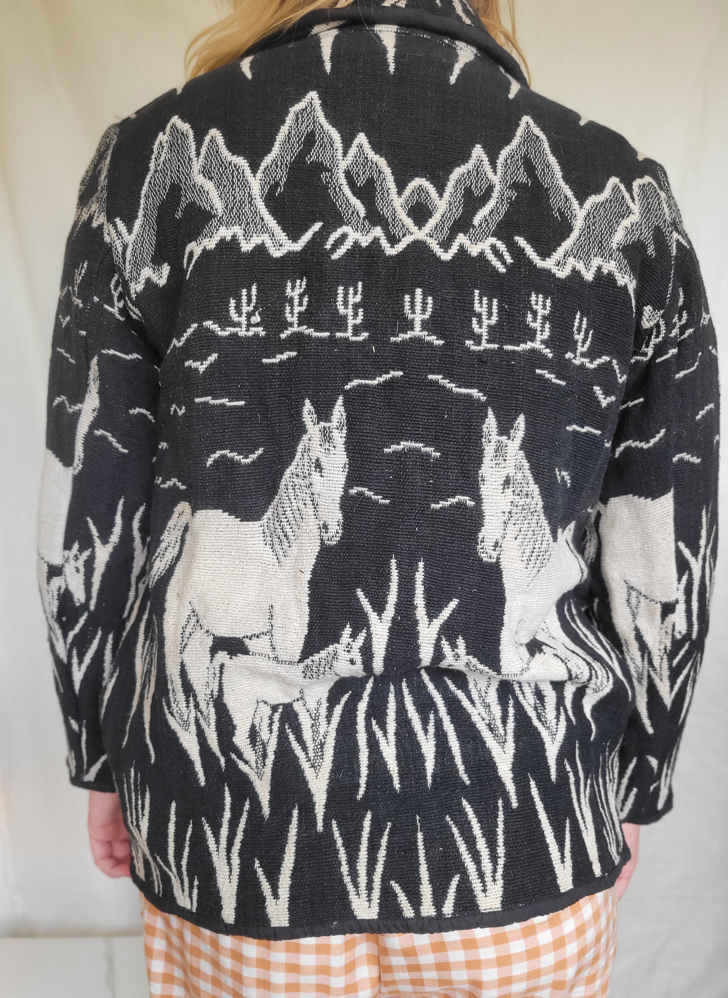 Desert Riders 🌵 - vintage tapestry jasje met paarden in een western landschap - maat M