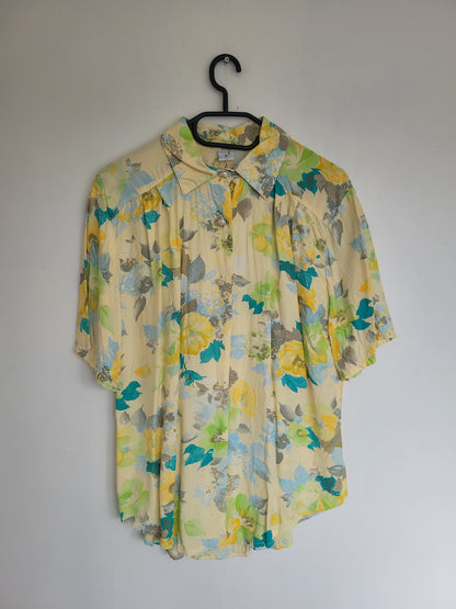 Lemon Bloom - vintage pastelgele blouse - maat M