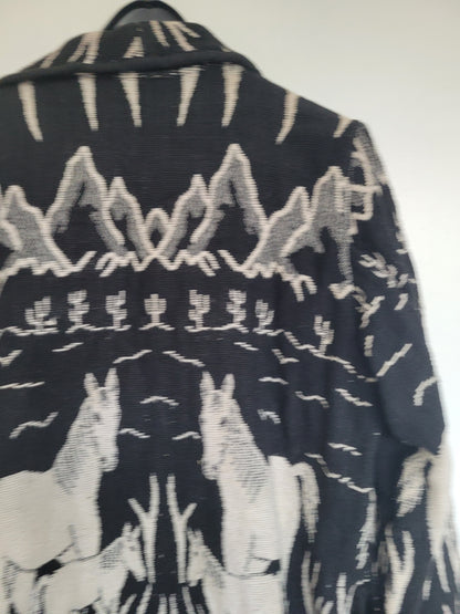 Desert Riders 🌵 - vintage tapestry jasje met paarden in een western landschap - maat M