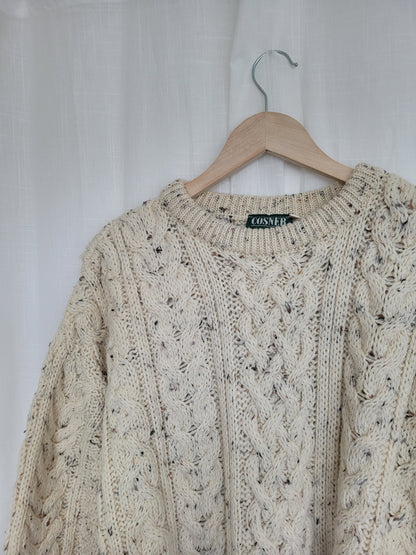 ☕ Morning Stillness - Aran knitted sweater - size L/XL
