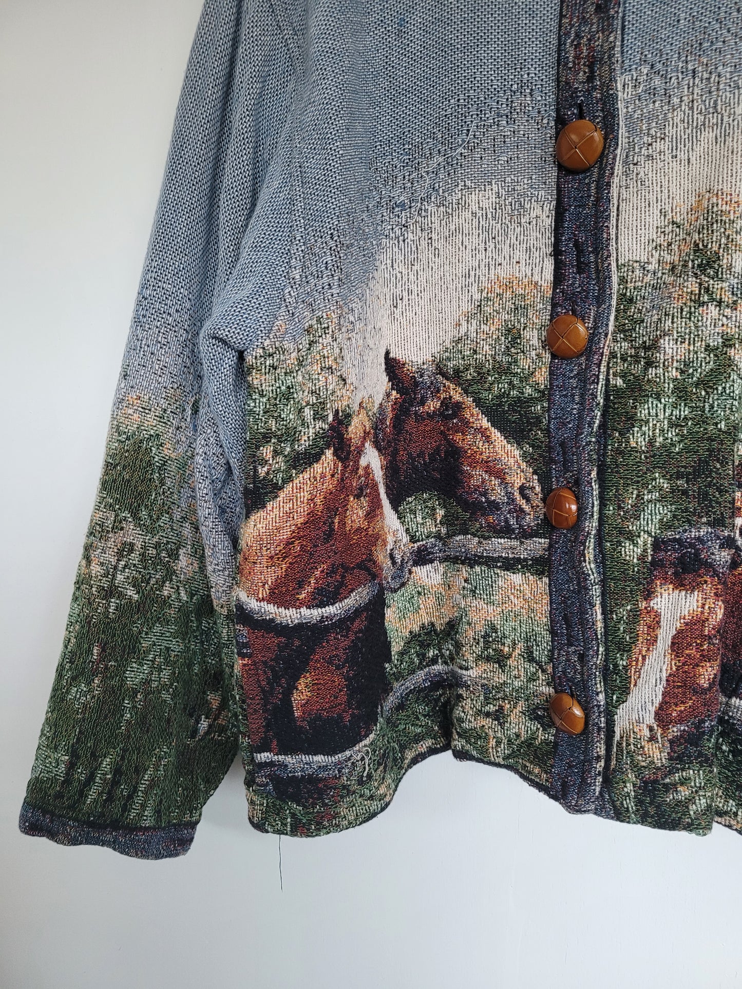 Steeds of the Valley 🐎 - vintage tapestry jas met prachtige paarden afbeelding