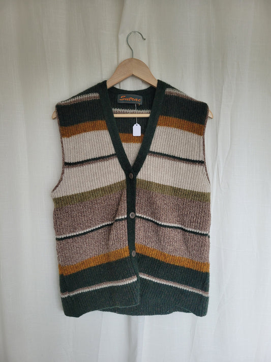 🌾 Fields at Dawn - vintage striped spencer vest - size M/L