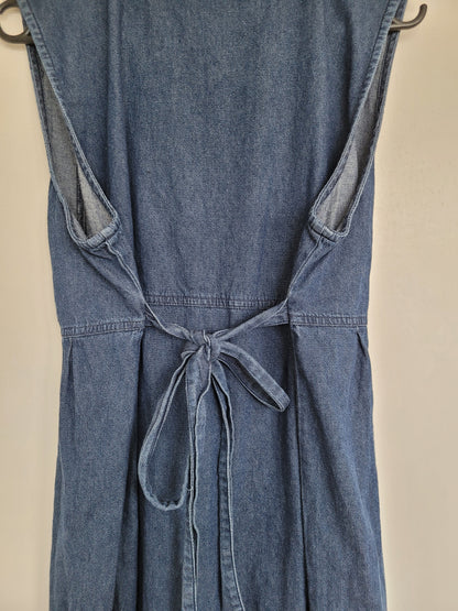 Denim bloemen jurk - M
