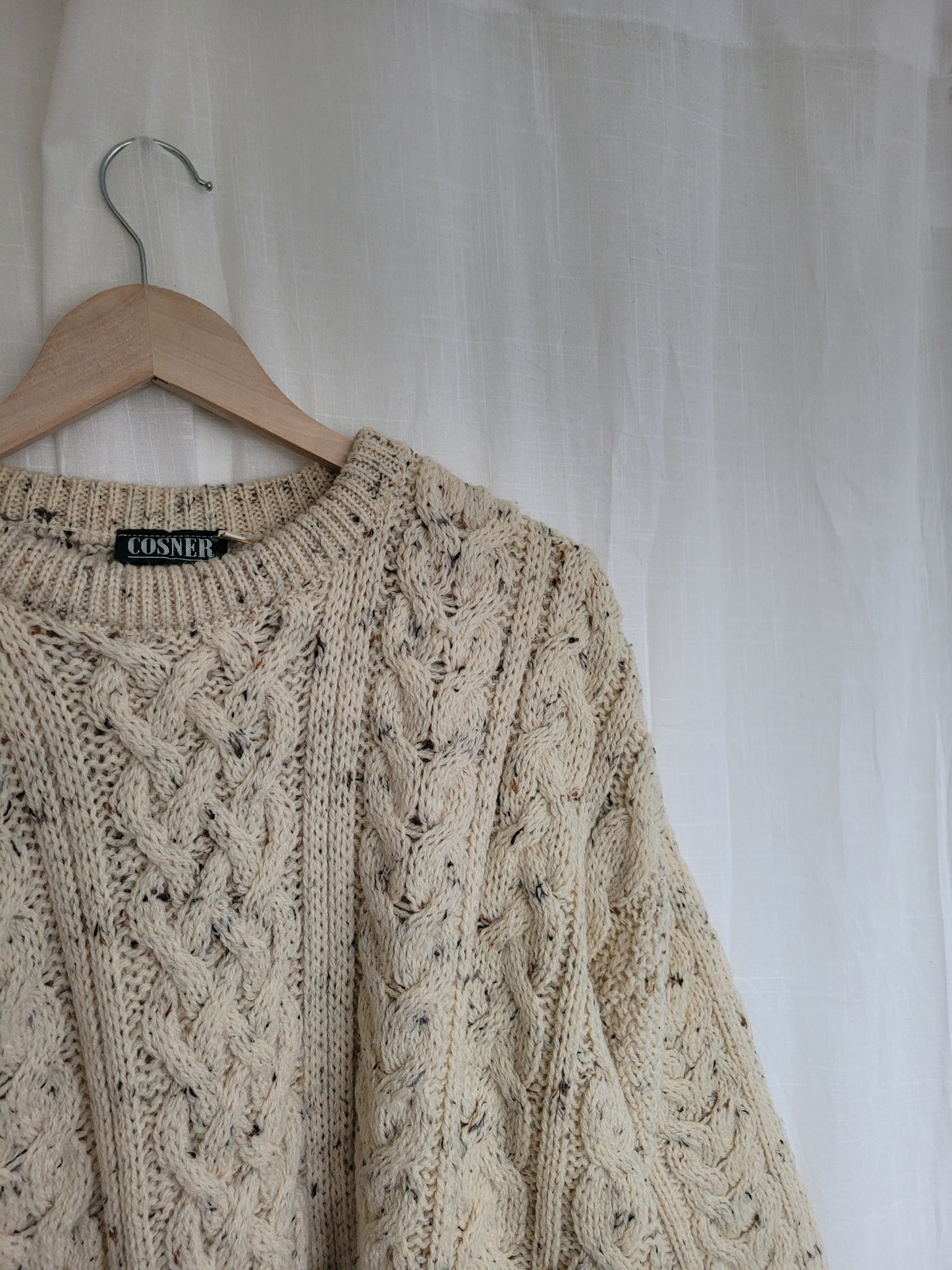 ☕ Morning Stillness - Aran knitted sweater - size L/XL