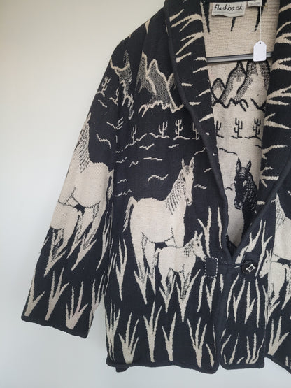 Desert Riders 🌵 - vintage tapestry jasje met paarden in een western landschap - maat M