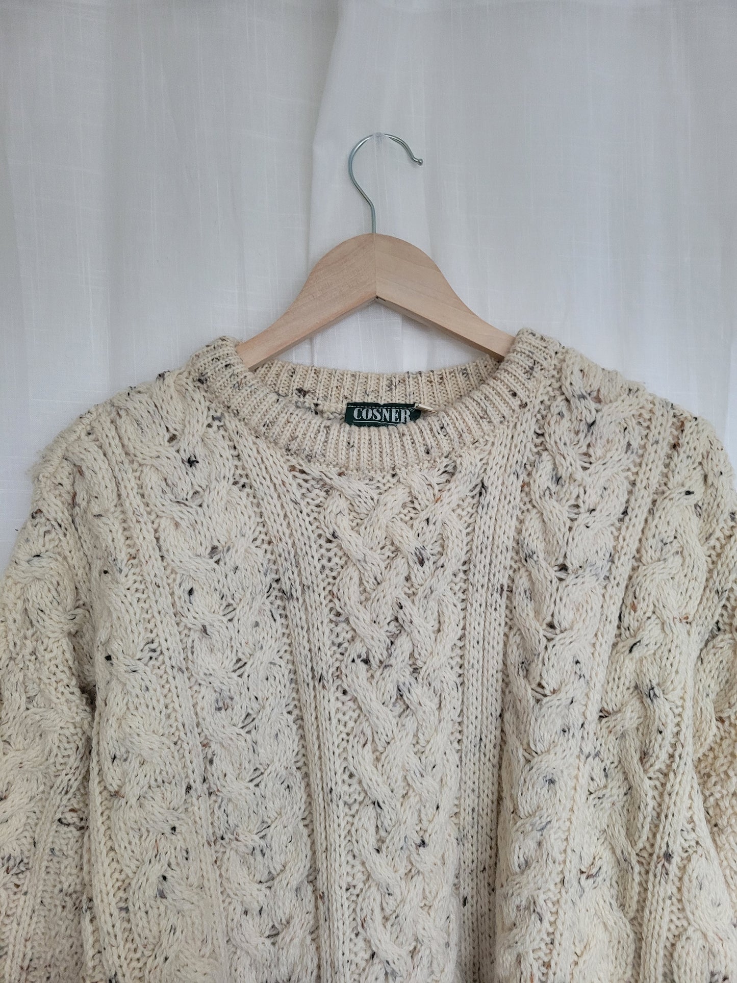 ☕ Morning Stillness - Aran knitted sweater - size L/XL