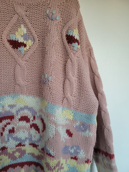 Soft Pink Flowers trui - L/XL
