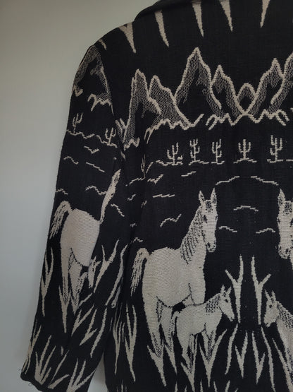 Desert Riders 🌵 - vintage tapestry jasje met paarden in een western landschap - maat M