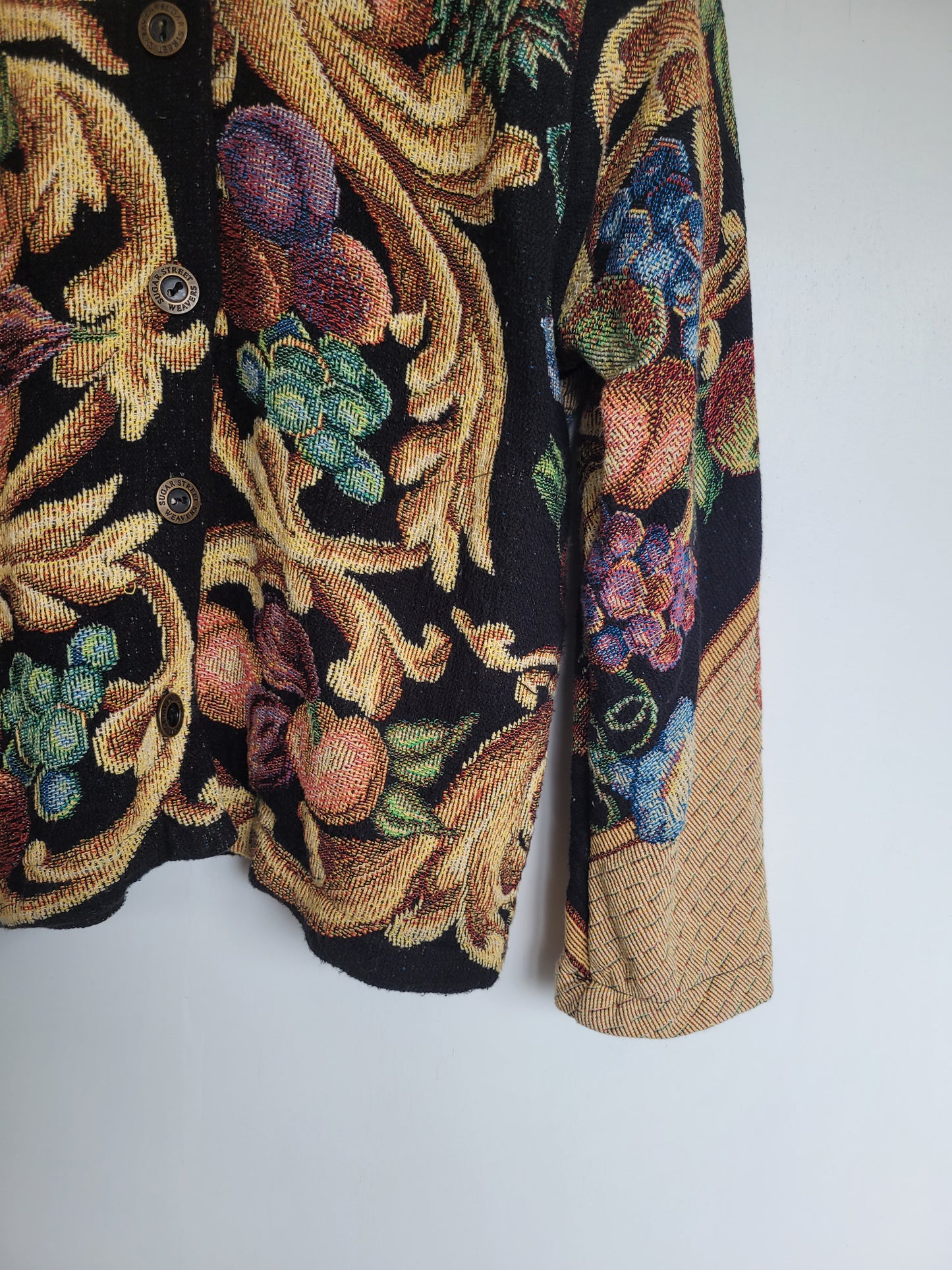 Baroque Botanica - vintage tapestry jasje met prachtige fruit print - maat L